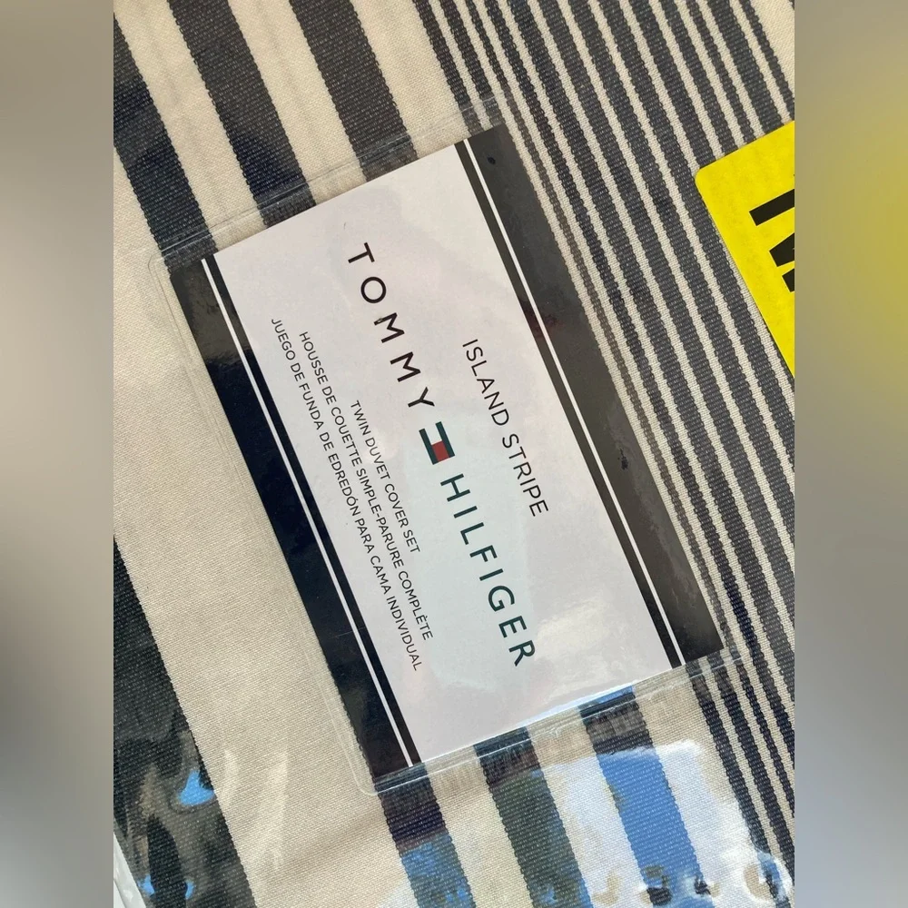 Tommy Hilfiger Blue and White Twin Duvet Set